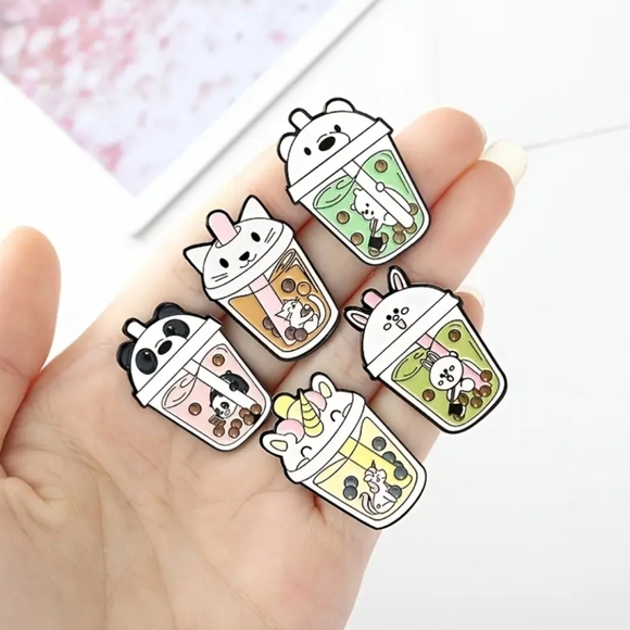 6 Enamel pins bubble tea cute pins - Picture 2 of 4